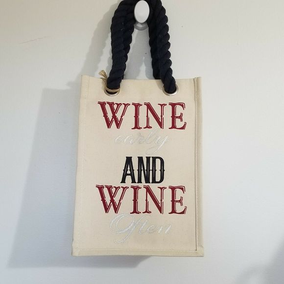 Other - Wine Carrier Canvas Tote Bag 4 Bottles Graphic